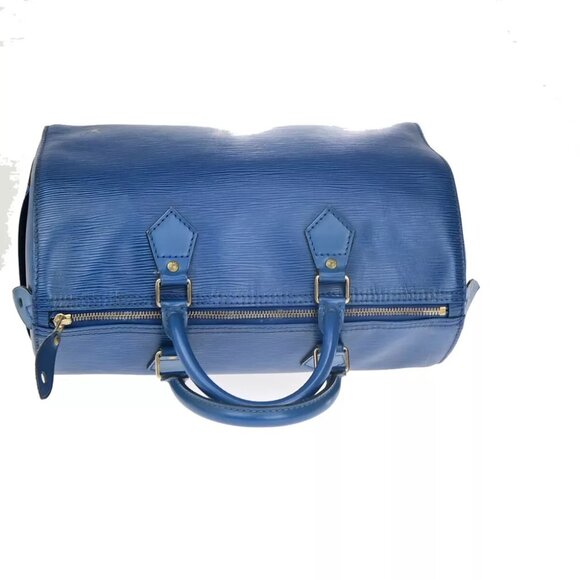 LOUIS VUITTON LV Logo Speedy 30 Travel Hand Bag Epi Leather Blue M43005 86YF352 - Picture 5 of 14